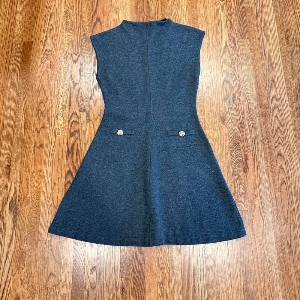 Zara Gray A Line Preppy Mini Dress High Neckline Size M